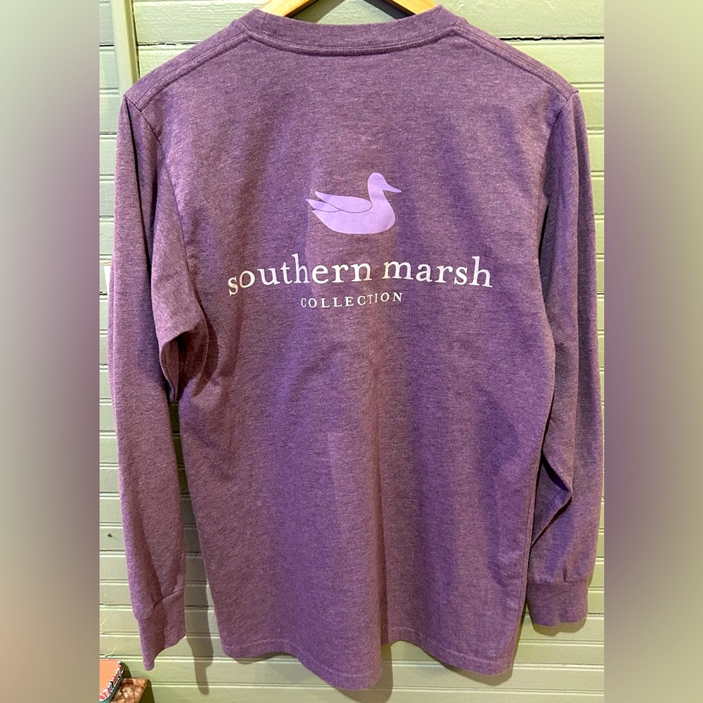 Southern Marsh Men's Heathered Purple Classic Pocket Long Sleeve Tee Size Small